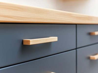 clean modern kitchen close-up, gray drawers and wooden upper cupboards --chaos 30 --ar 16:9 --v 6.1 Job ID: d6ddfecc-65ef-4edd-84ff-8f7743825877